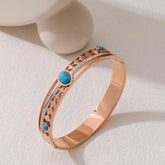 Stainless Steel Gold/Rosegold Plated Turquoise Crystal Kada